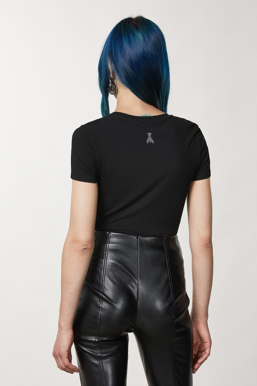 Black Patrizia Pepe Essential T-shirt | AXMPCTF-93