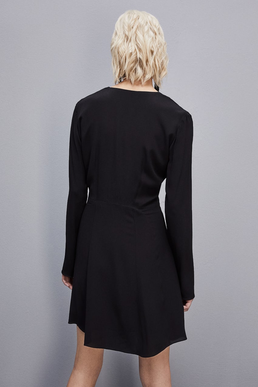 Black Patrizia Pepe Essential Viscose Crepe Dress | QPXCFWB-65