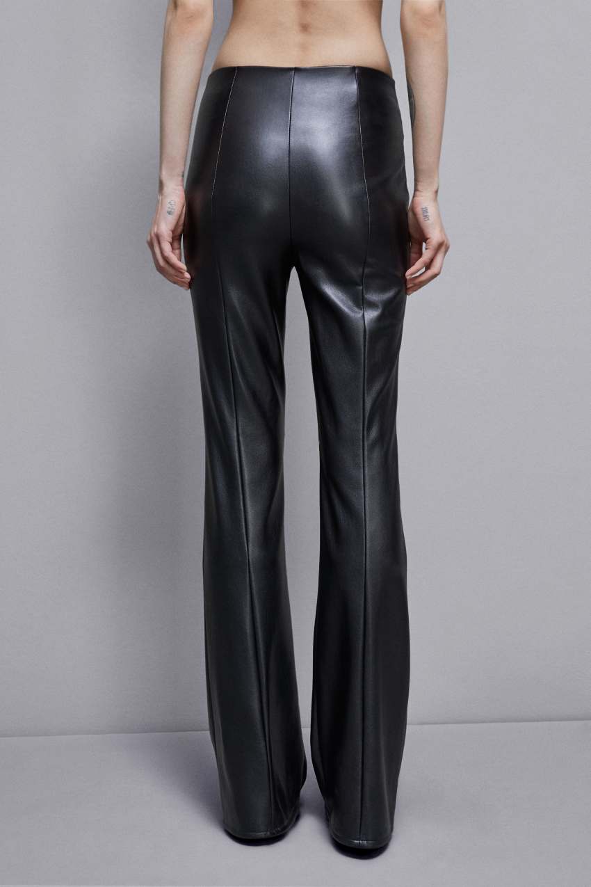 Black Patrizia Pepe Faux Leather High-waisted Flared Pants | LODNSTX-08