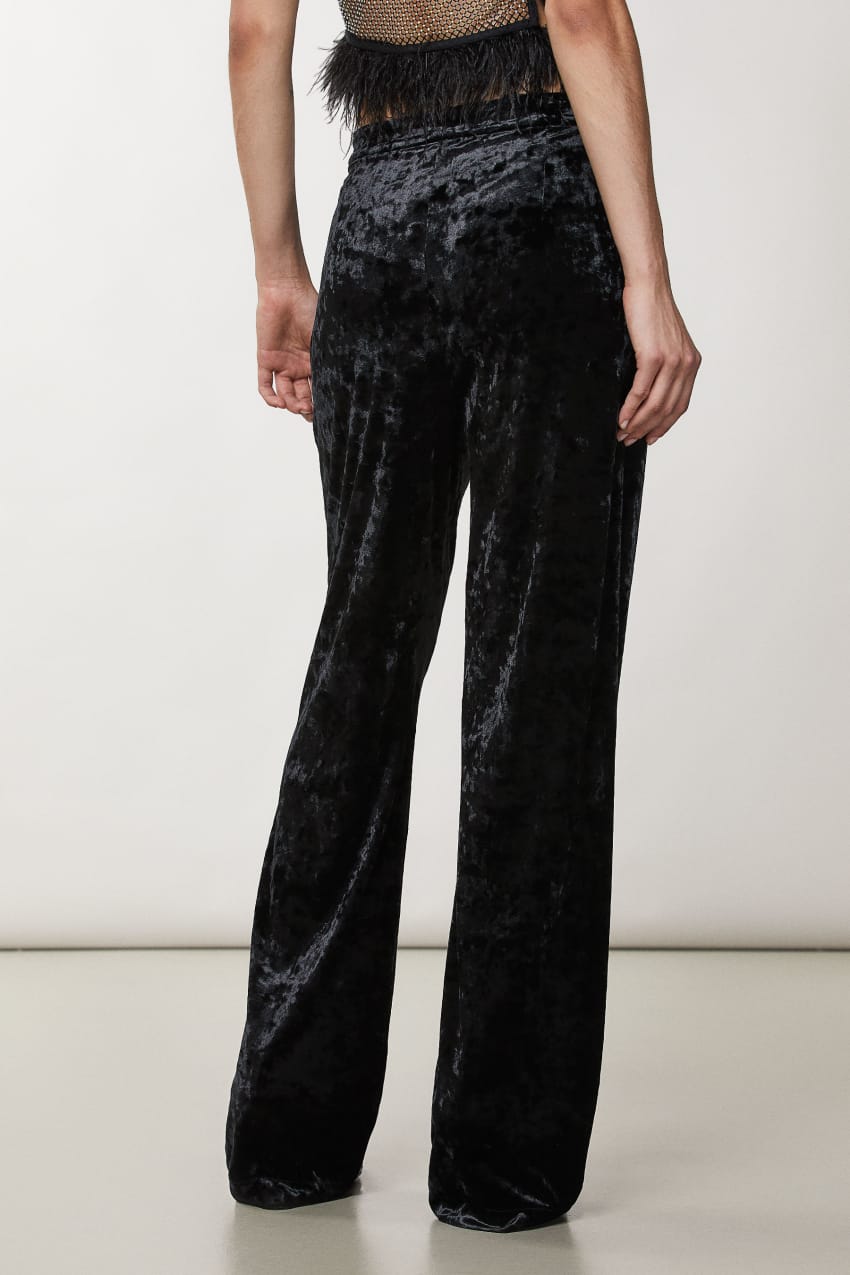 Black Patrizia Pepe Flowing Velvet Pants | MTFBIQJ-30