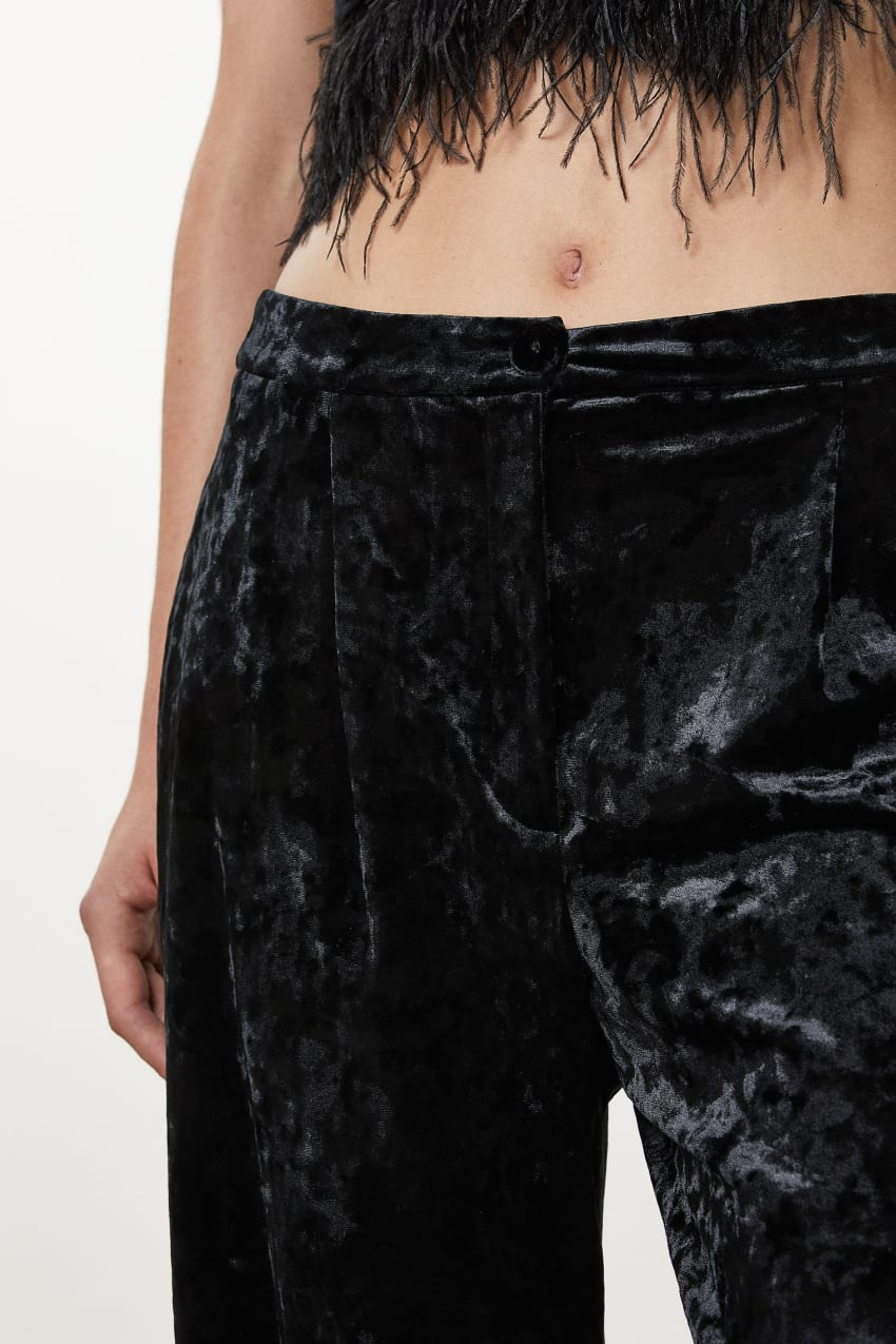 Black Patrizia Pepe Flowing Velvet Pants | MTFBIQJ-30