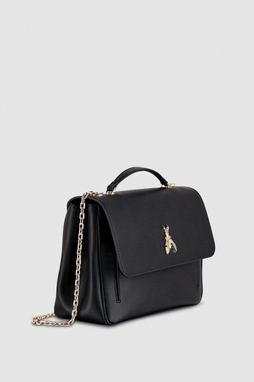 Black Patrizia Pepe Fly Leather Shoulder Bag With Chain | ASWMQYC-84