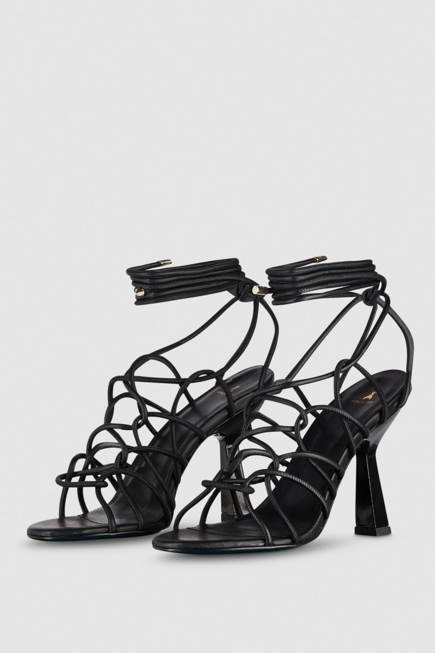 Black Patrizia Pepe Heeled Ankle Sandals | KFGMPZU-03