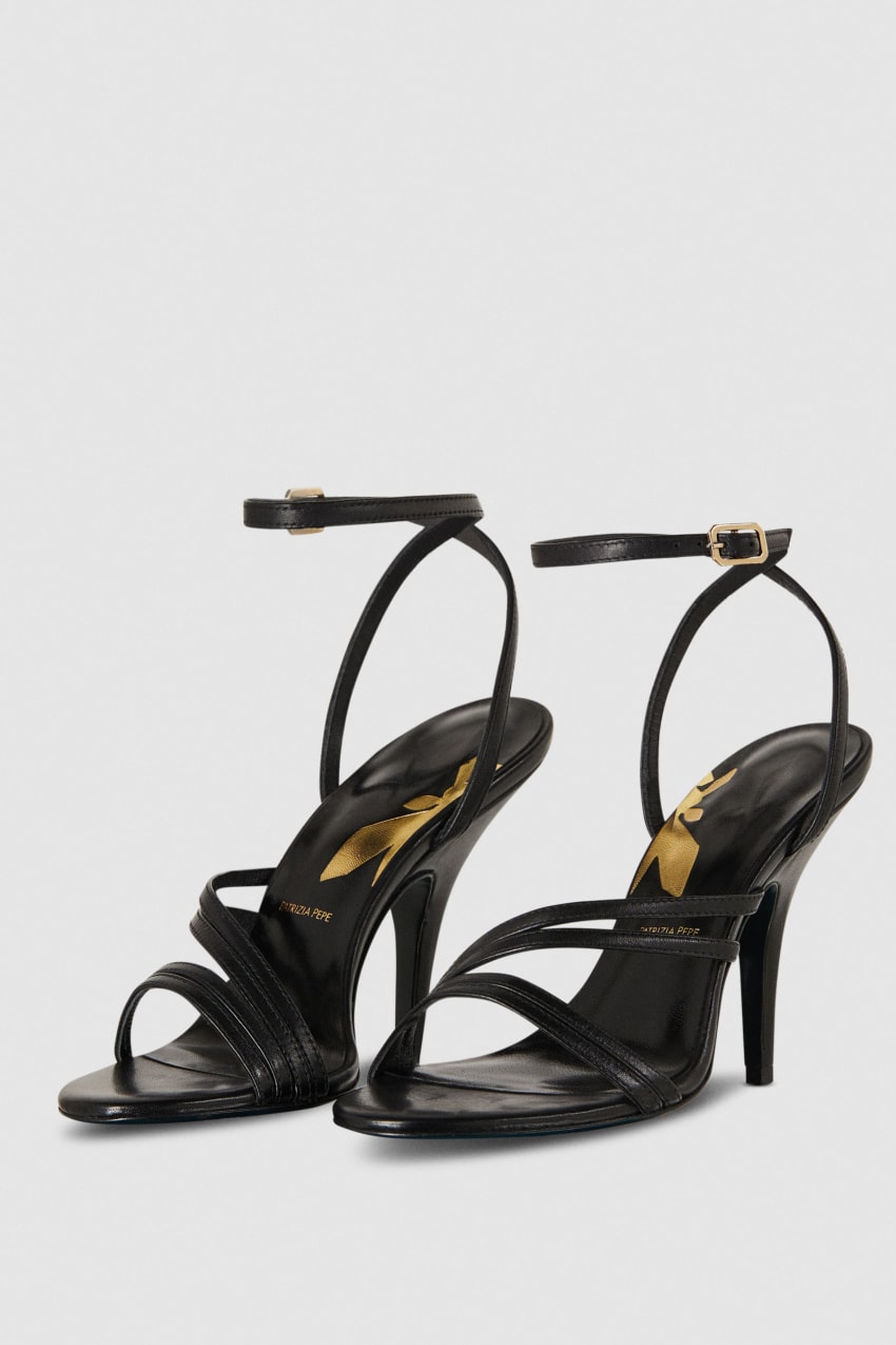 Black Patrizia Pepe Heeled Leather Sandals | SFJECNH-08