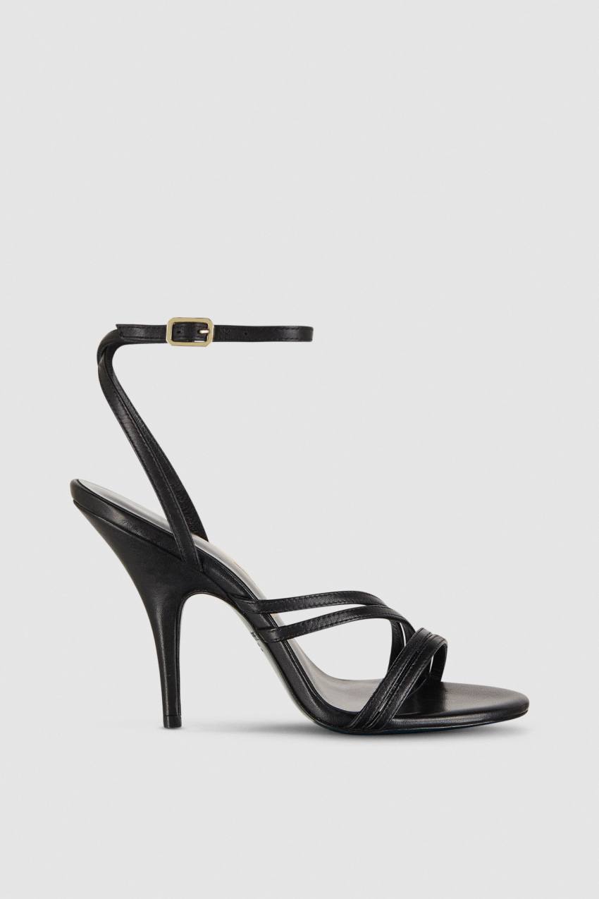 Black Patrizia Pepe Heeled Leather Sandals | SFJECNH-08