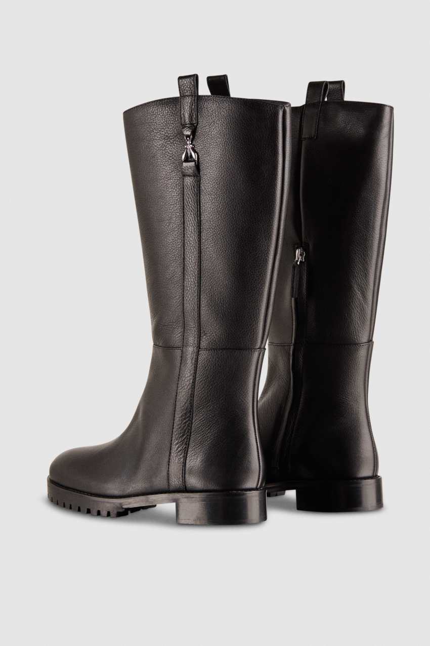 Black Patrizia Pepe High Nappa Leather Boots With Zipper | YAHVUDW-08