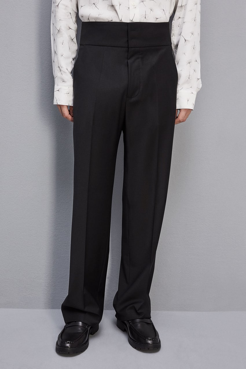 Black Patrizia Pepe High-waisted Pants In Cool Wool | FPCGAHD-25