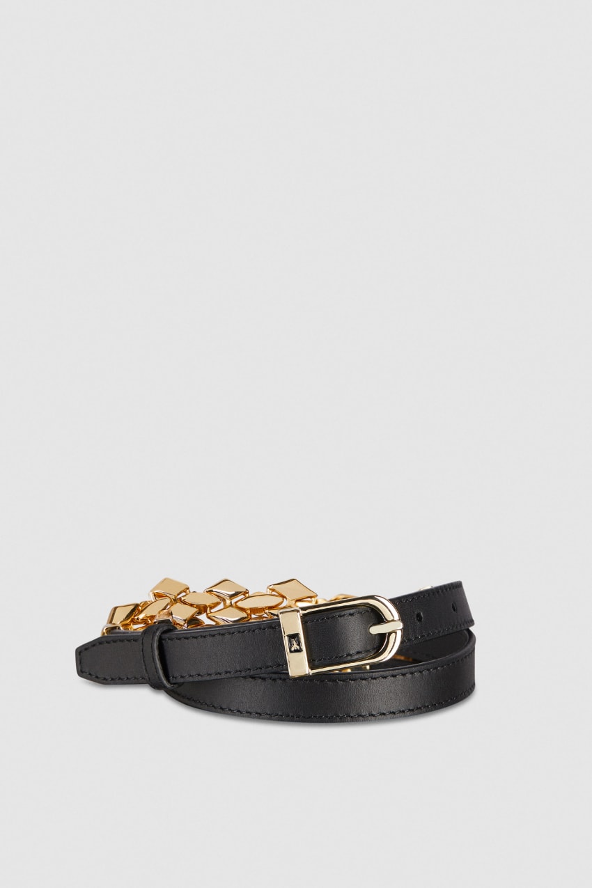 Black Patrizia Pepe High-waisted Smooth Leather Belt | OYGUINK-12