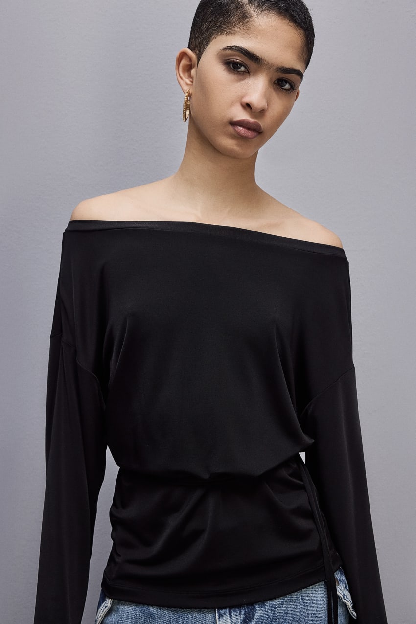 Black Patrizia Pepe Jersey Dropped Shoulder Sweater | CXTLQWN-76