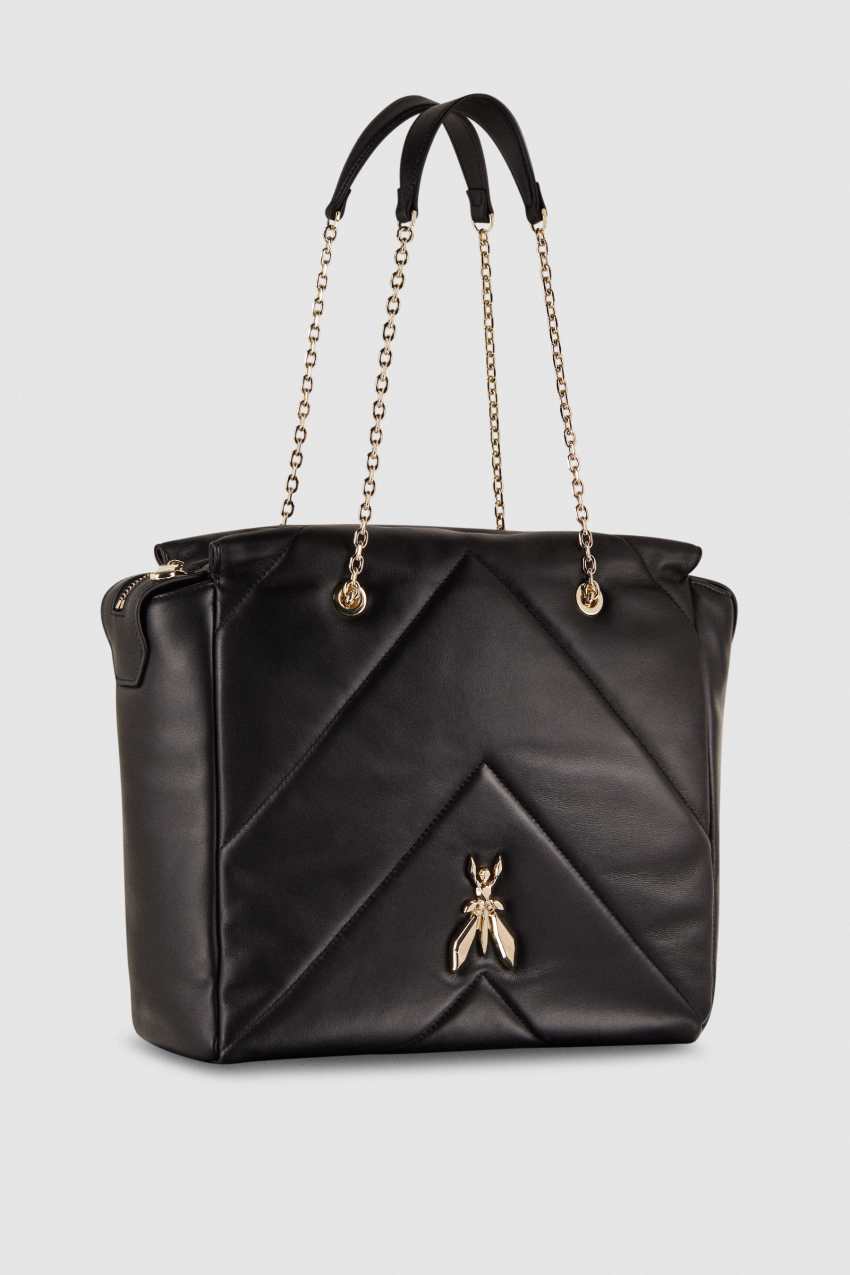 Black Patrizia Pepe Leather Bucket Bag With Zipper | IONZBMQ-75