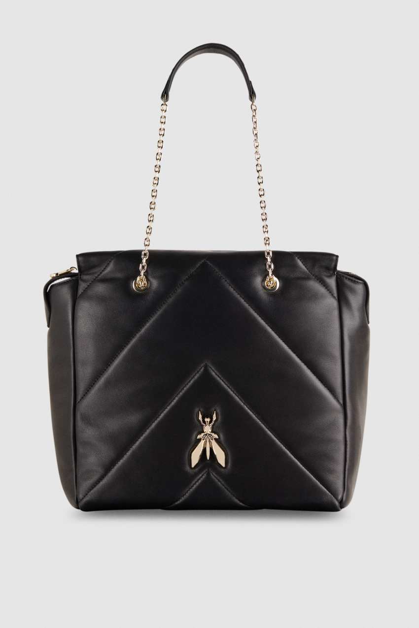 Black Patrizia Pepe Leather Bucket Bag With Zipper | IONZBMQ-75