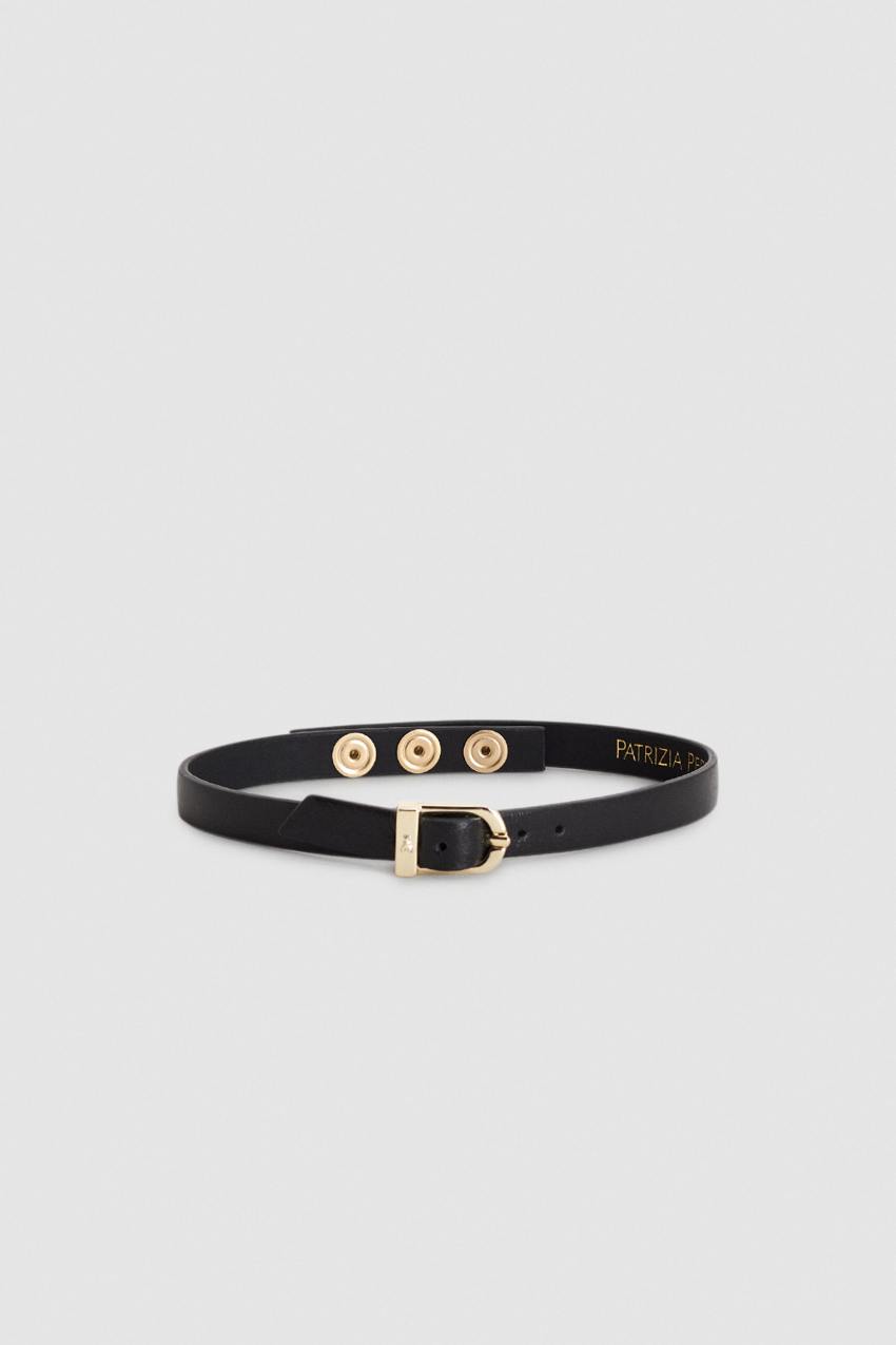 Black Patrizia Pepe Leather Chocker With Buckle | YGDQTUR-80