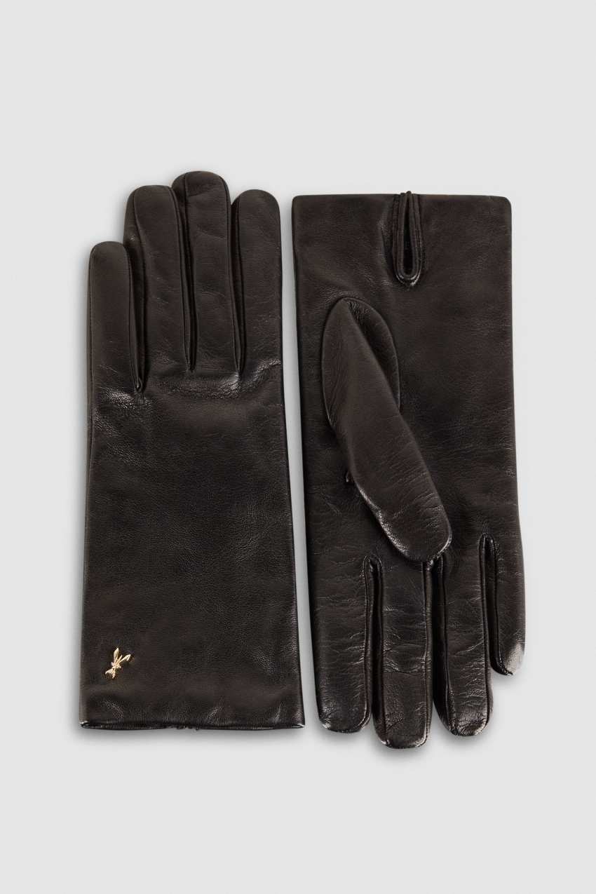 Black Patrizia Pepe Leather Gloves | DJGHQCK-74