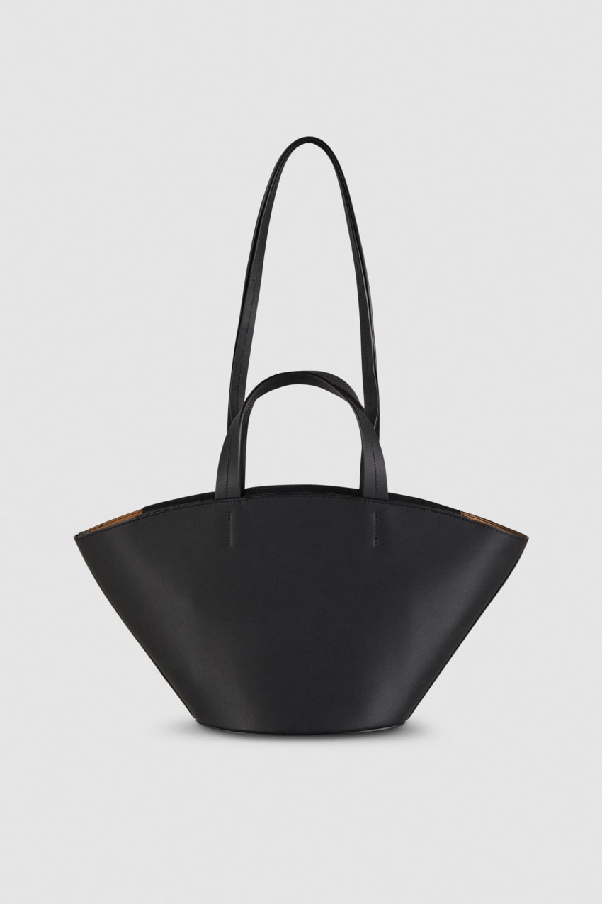 Black Patrizia Pepe Leather Shopping Bag With Handles | ZQDHLYC-92