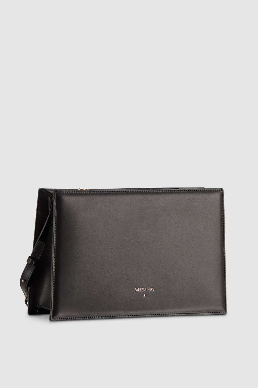 Black Patrizia Pepe Leather Shoulder Pocket Bag With Zipper | PIFWUYM-83