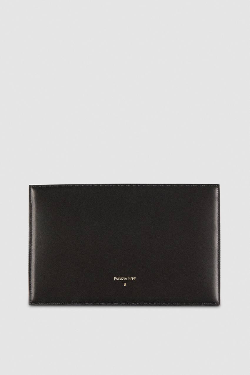 Black Patrizia Pepe Leather Shoulder Pocket Bag With Zipper | PIFWUYM-83