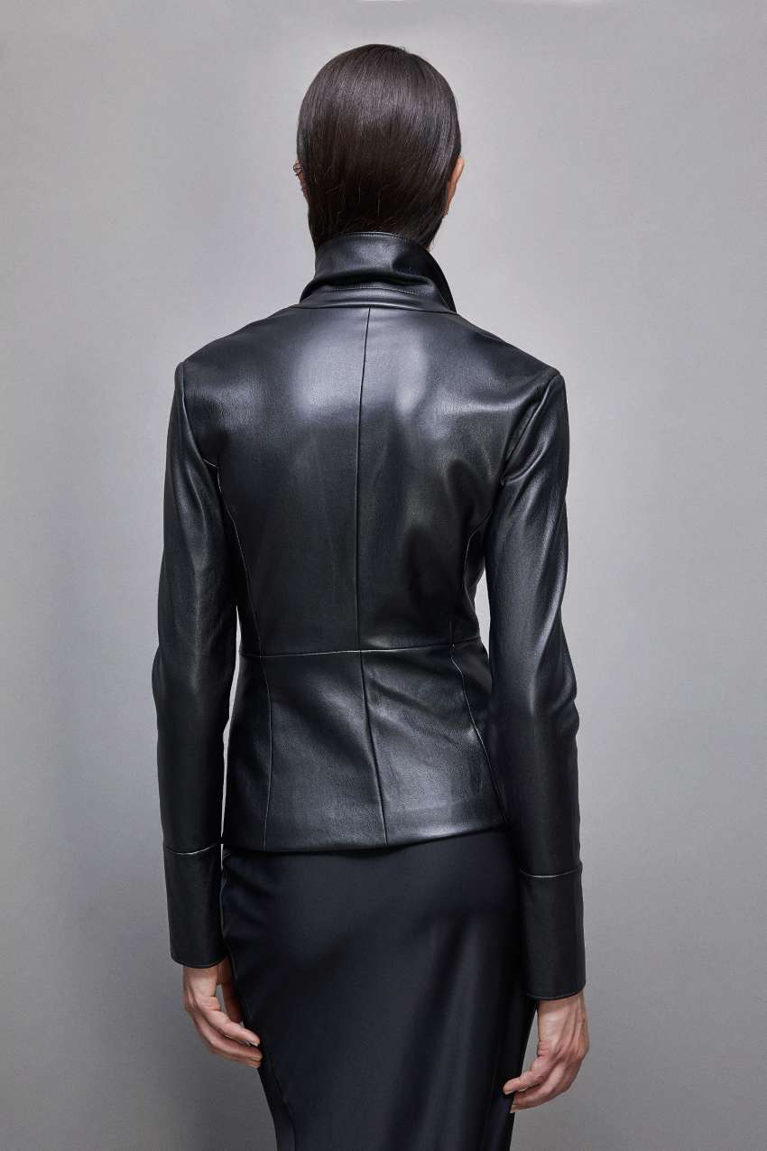 Black Patrizia Pepe Leather-effect Overshirt Jacket | EFGHDZP-68