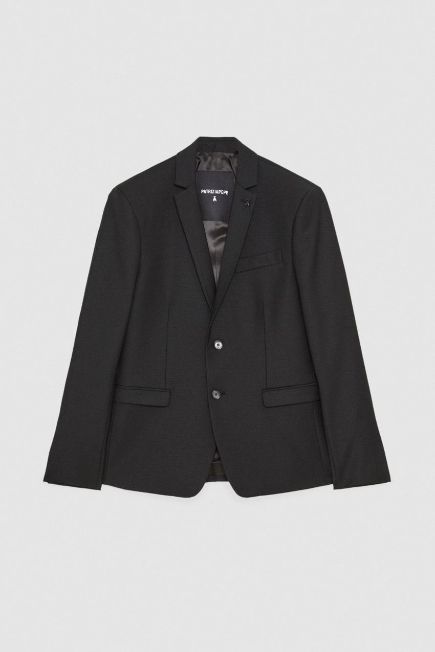 Black Patrizia Pepe Lined Cool Wool Blazer | VDINOQP-89