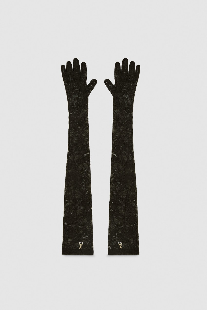 Black Patrizia Pepe Long Stretch Lace Gloves | OQGFDLT-34