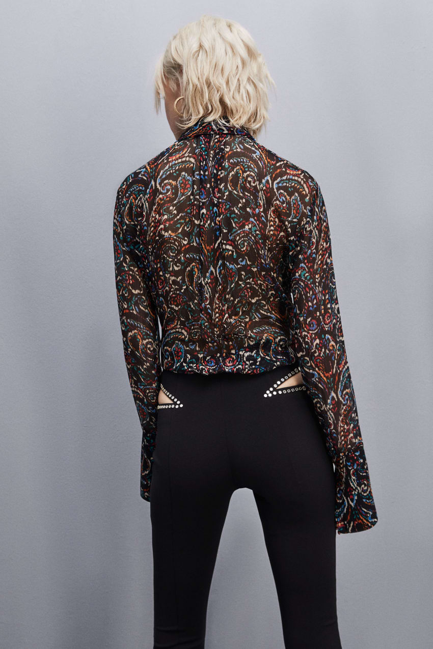 Black Patrizia Pepe Long-sleeved Printed Shirt | BXQAINU-34