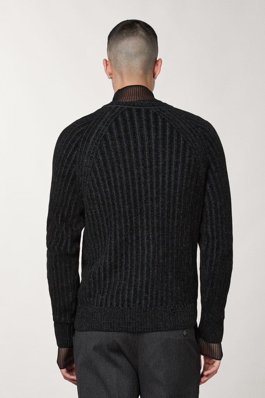 Black Patrizia Pepe Long-sleeved Ribbed Sweater | BDCQVWF-45