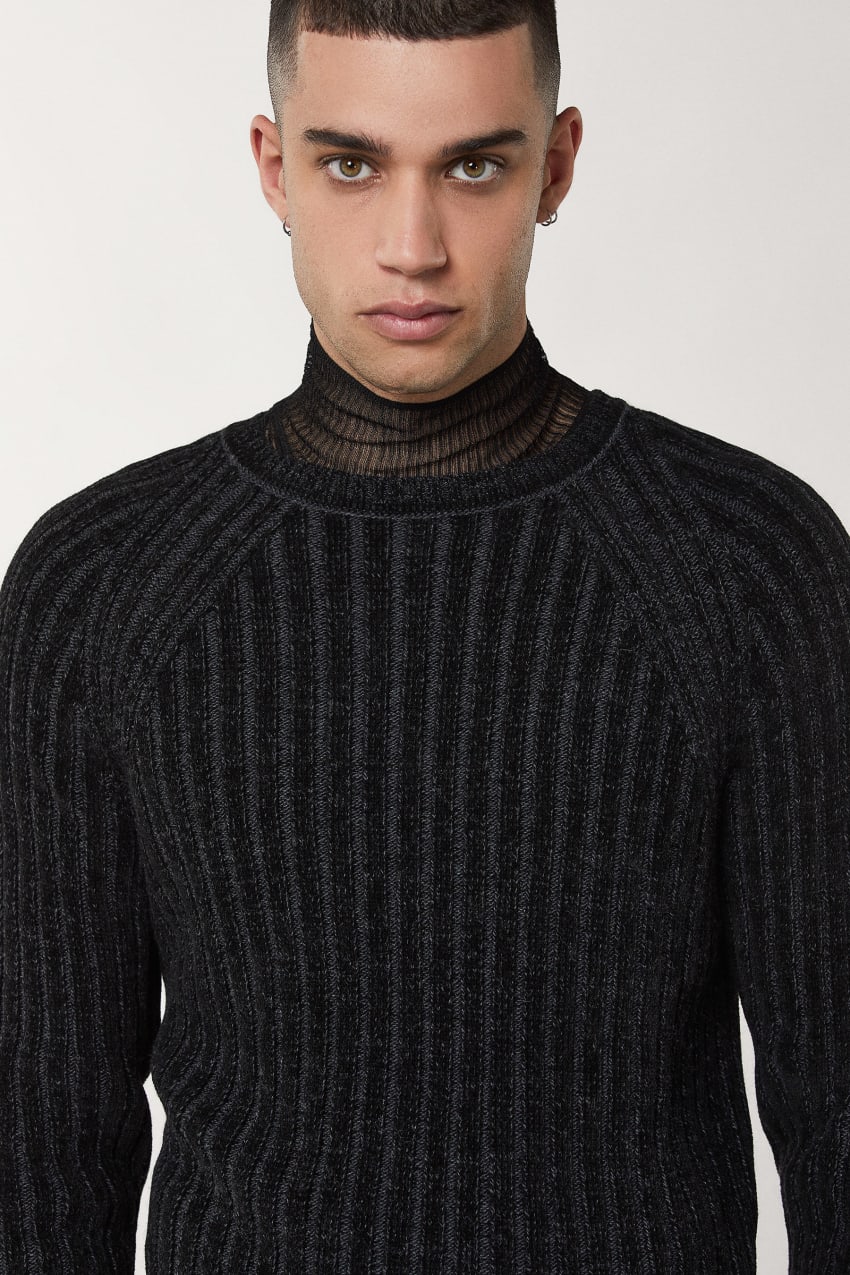 Black Patrizia Pepe Long-sleeved Ribbed Sweater | BDCQVWF-45