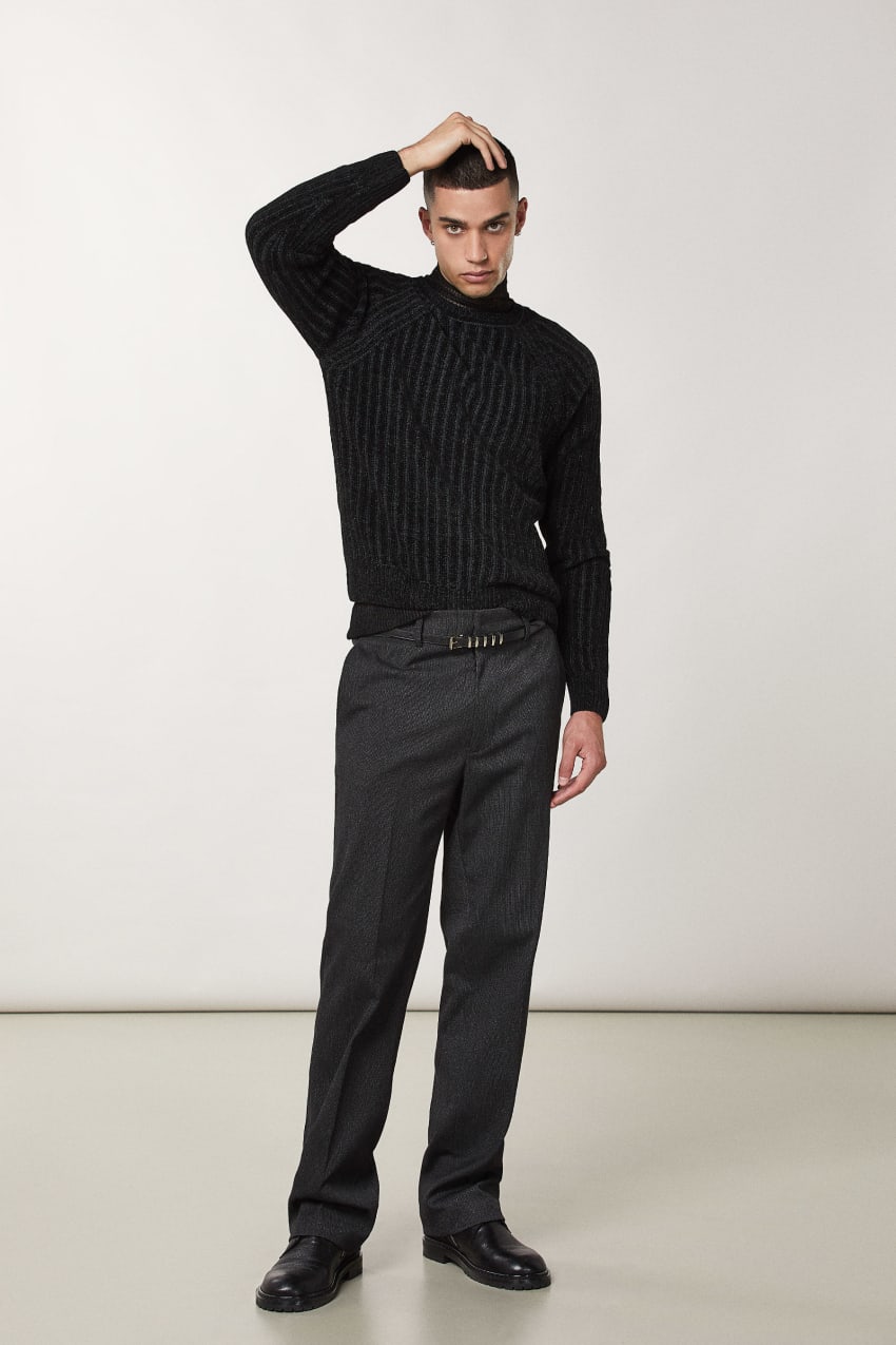 Black Patrizia Pepe Long-sleeved Ribbed Sweater | BDCQVWF-45