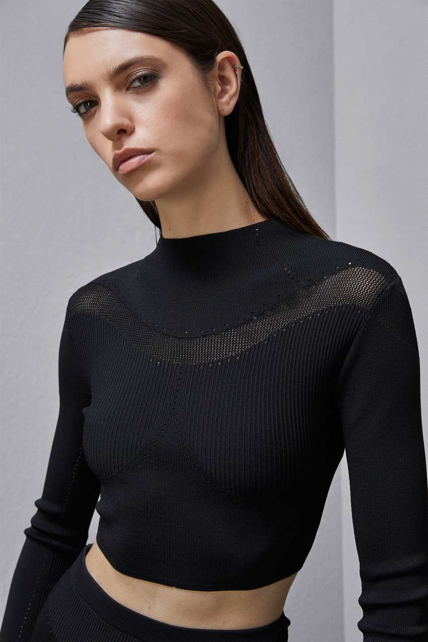 Black Patrizia Pepe Long-sleeved Viscose Blend Sweater | YLAIURX-04