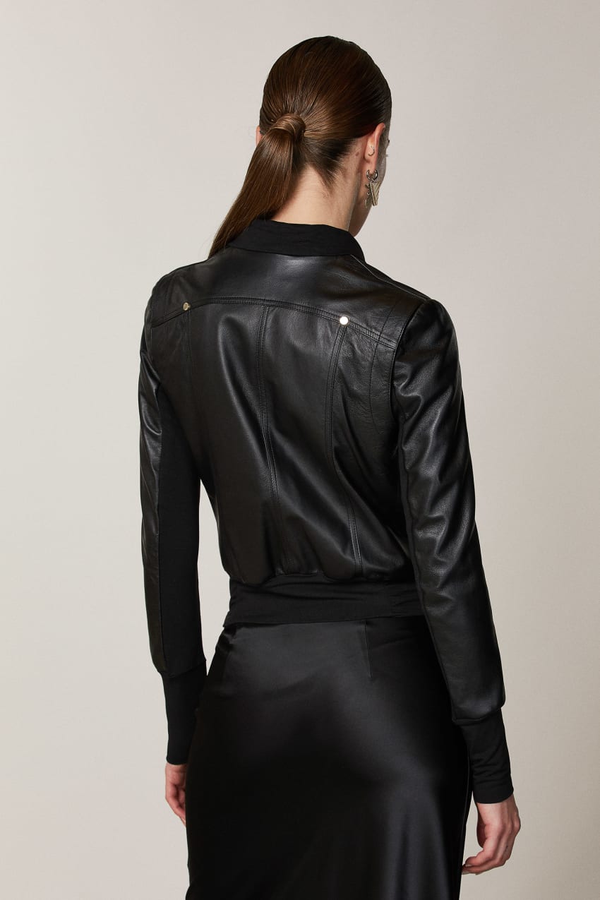 Black Patrizia Pepe Nappa Lambskin Jacket | MSOIPLY-83