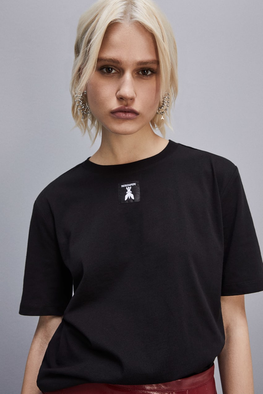 Black Patrizia Pepe Organic Cotton T-shirt | CUWRBXL-86