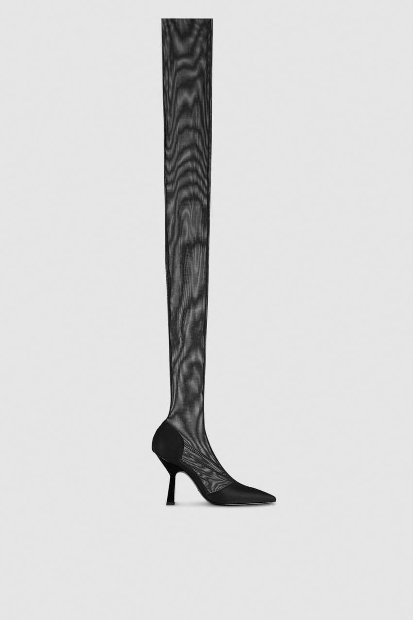 Black Patrizia Pepe Overknee Boots In Tulle | TQZOJVK-75