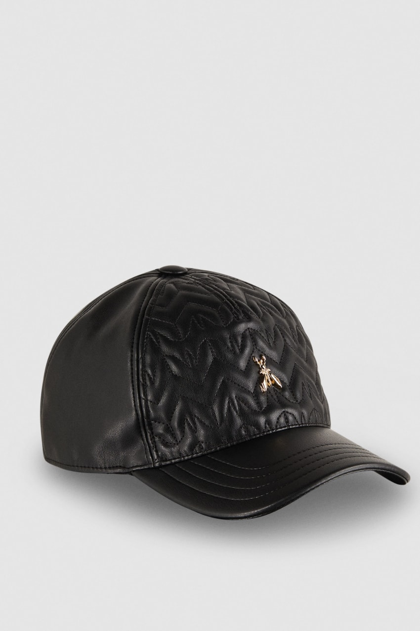 Black Patrizia Pepe Padded Fly Baseball Cap | RZPKLXS-09