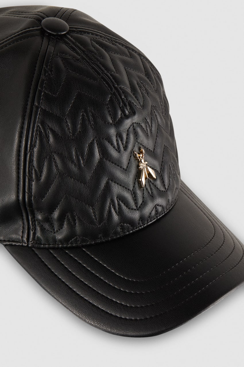 Black Patrizia Pepe Padded Fly Baseball Cap | RZPKLXS-09