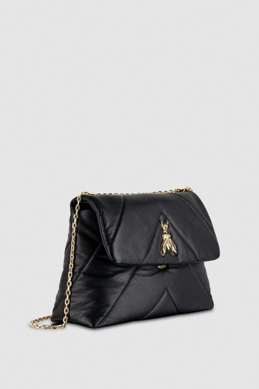 Black Patrizia Pepe Padded Fly Crossbody Bag | BGDFAOT-28