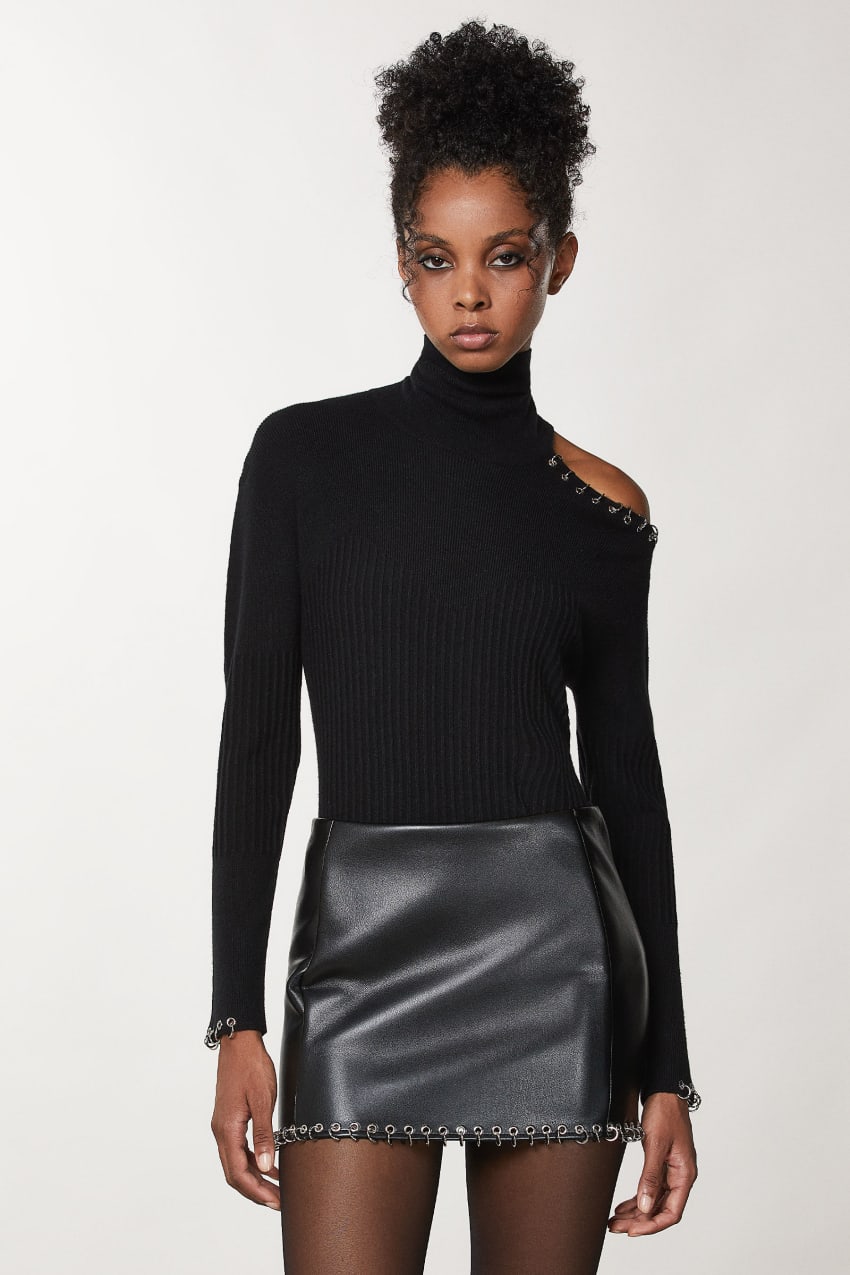 Black Patrizia Pepe Piercing Cut-out Sweater | WAZOIVH-04