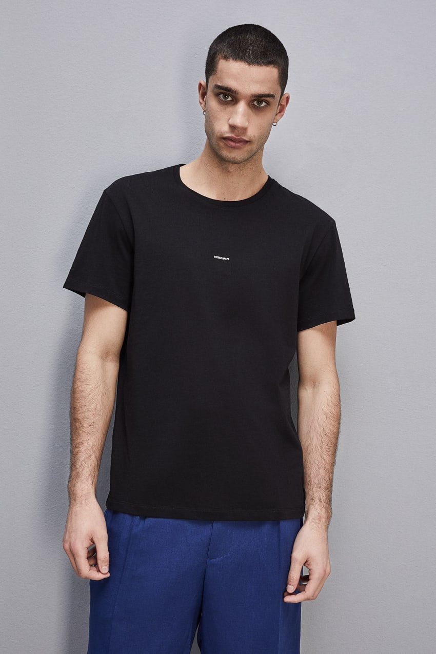 Black Patrizia Pepe Pima Cotton Jersey T-shirt With Logo | QLPGYSB-65