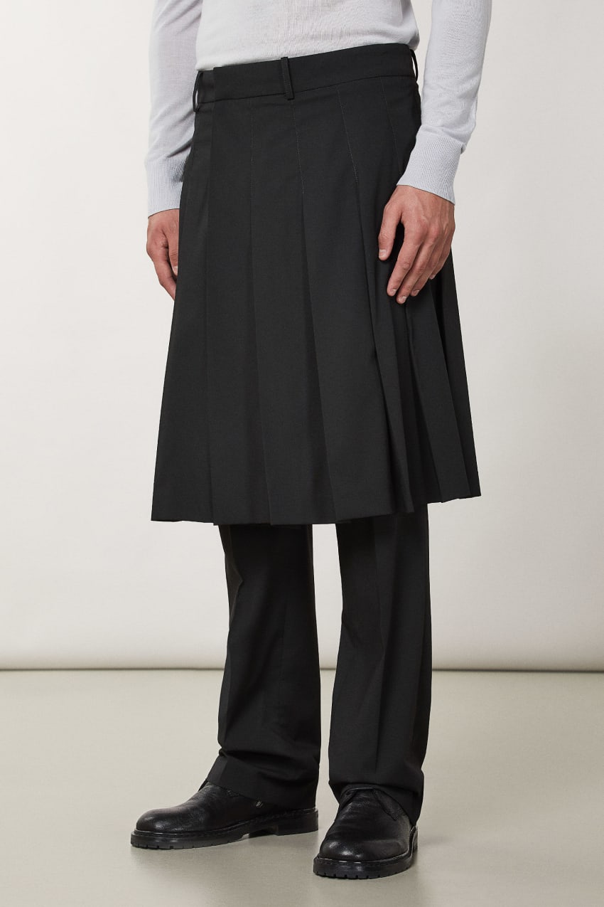 Black Patrizia Pepe Pleated Canvas Skirt | RJDHLCA-80