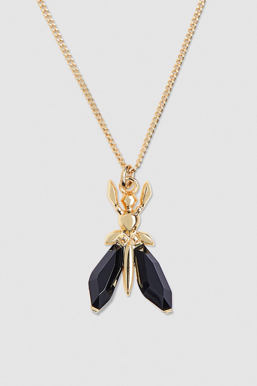 Black Patrizia Pepe Precious Fly Mini Necklace | HODYFLX-25