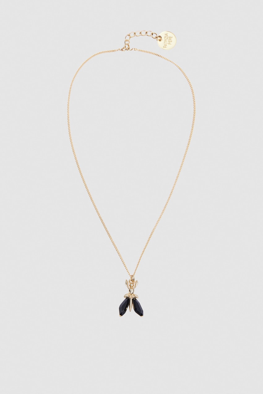 Black Patrizia Pepe Precious Fly Mini Necklace | HODYFLX-25