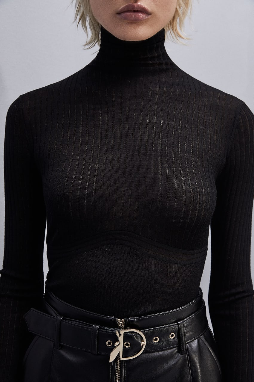 Black Patrizia Pepe Pure Wool Turtleneck Sweater | PGZQFKX-89