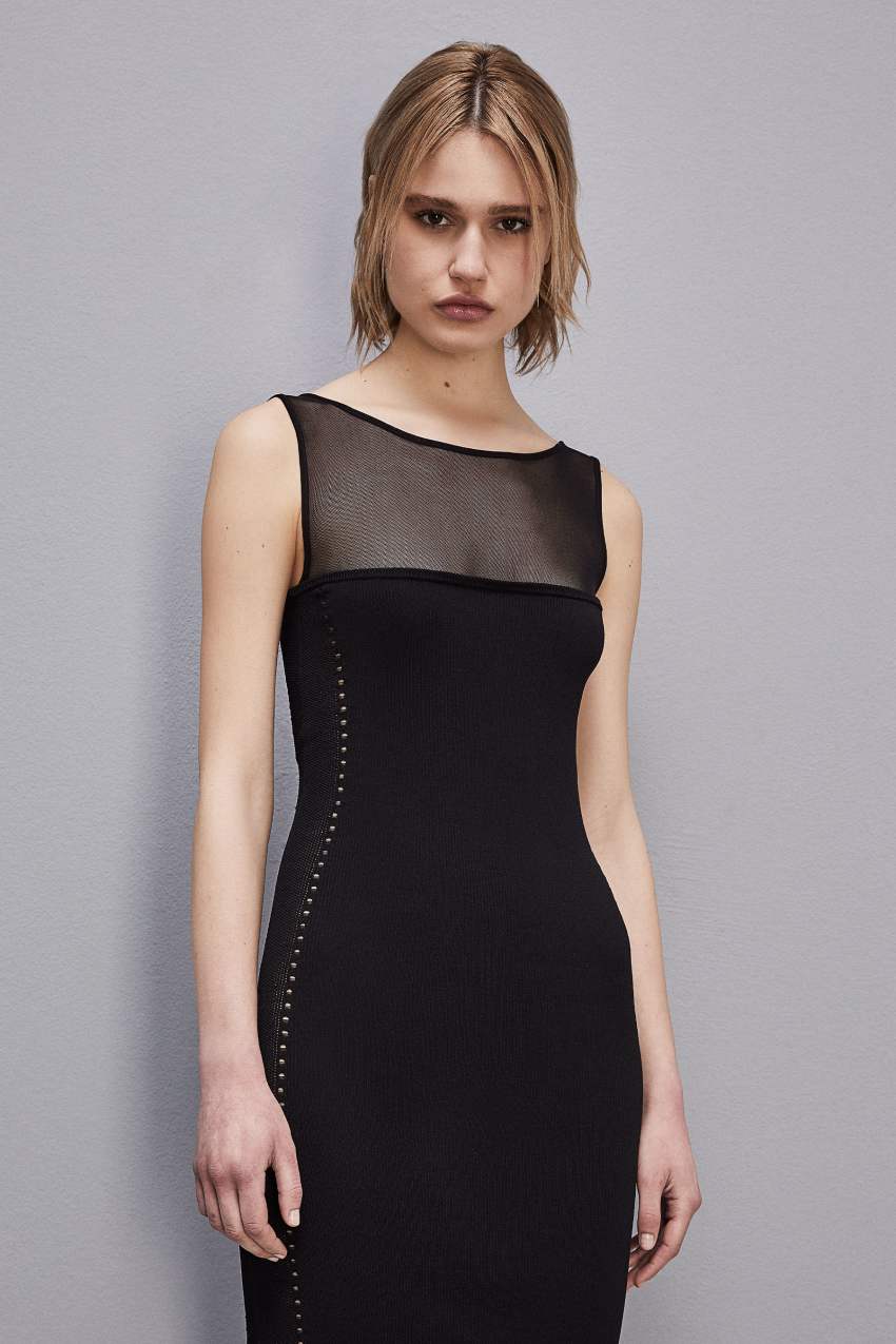 Black Patrizia Pepe Recycled Nylon And Viscose Blend Slim Dress | FIHNWAO-10