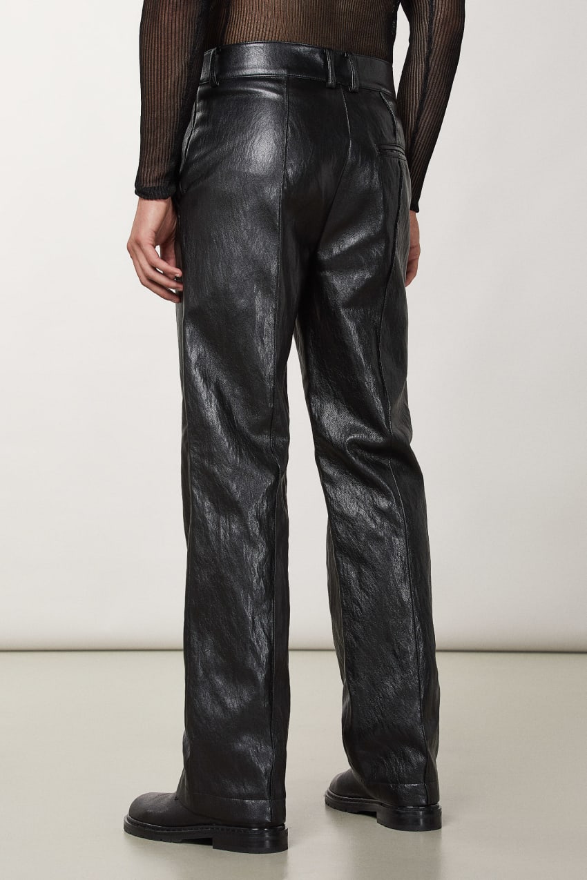 Black Patrizia Pepe Regular Fit Pants In Coated Fabric | YOHEQAP-50