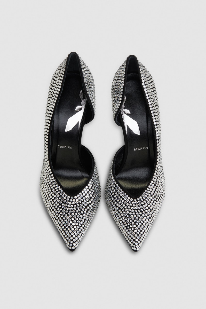 Black Patrizia Pepe Rhinestone-adorned Suede Pumps | SGVYKTJ-04