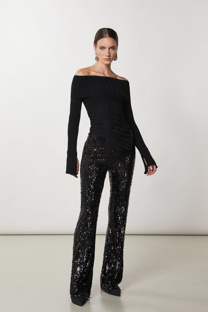 Black Patrizia Pepe Rib Knit | OHQUJLE-04