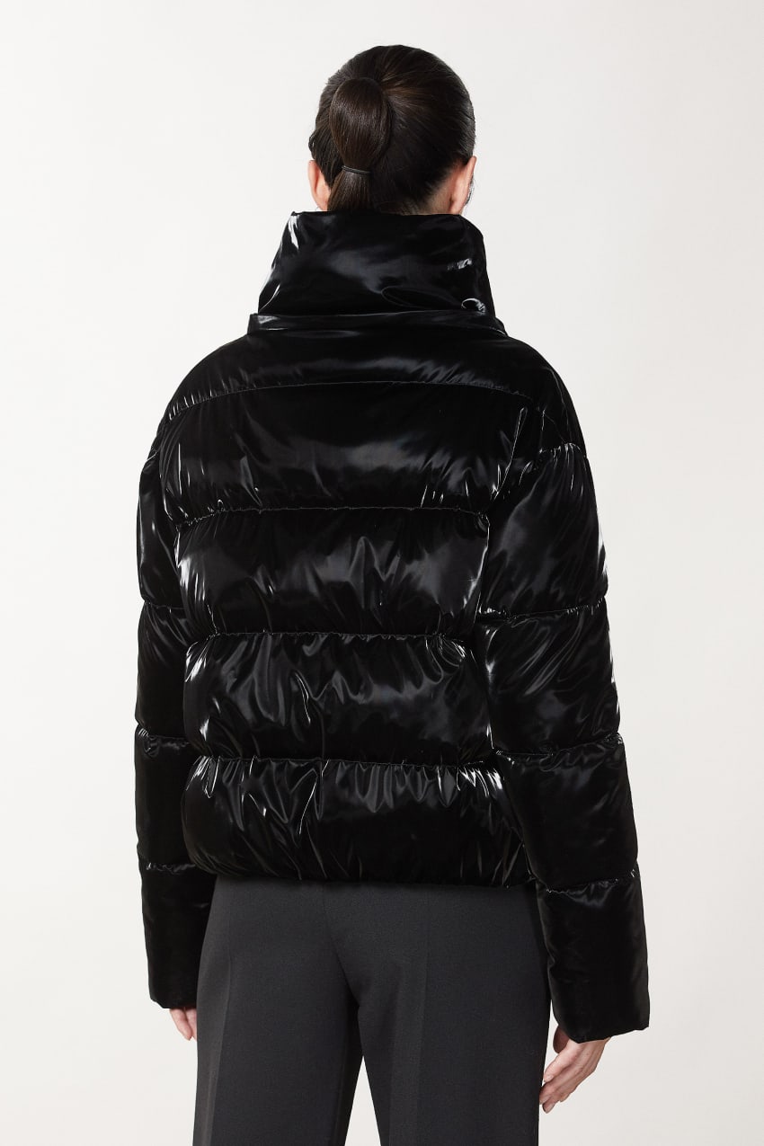 Black Patrizia Pepe Short Padded Down Jacket | JGPYBWN-59