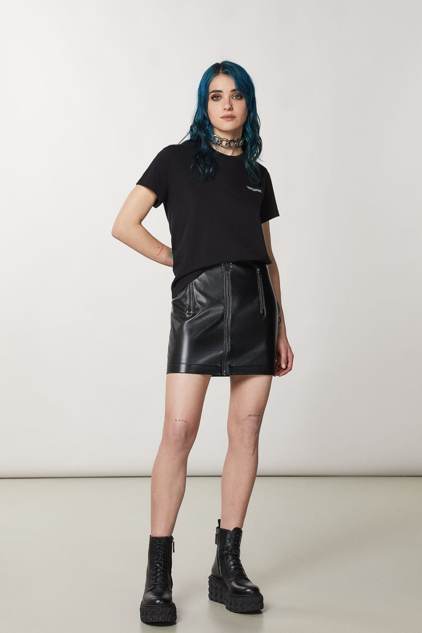 Black Patrizia Pepe Short Sleeve Jersey T-shirt | WJBRMKE-09