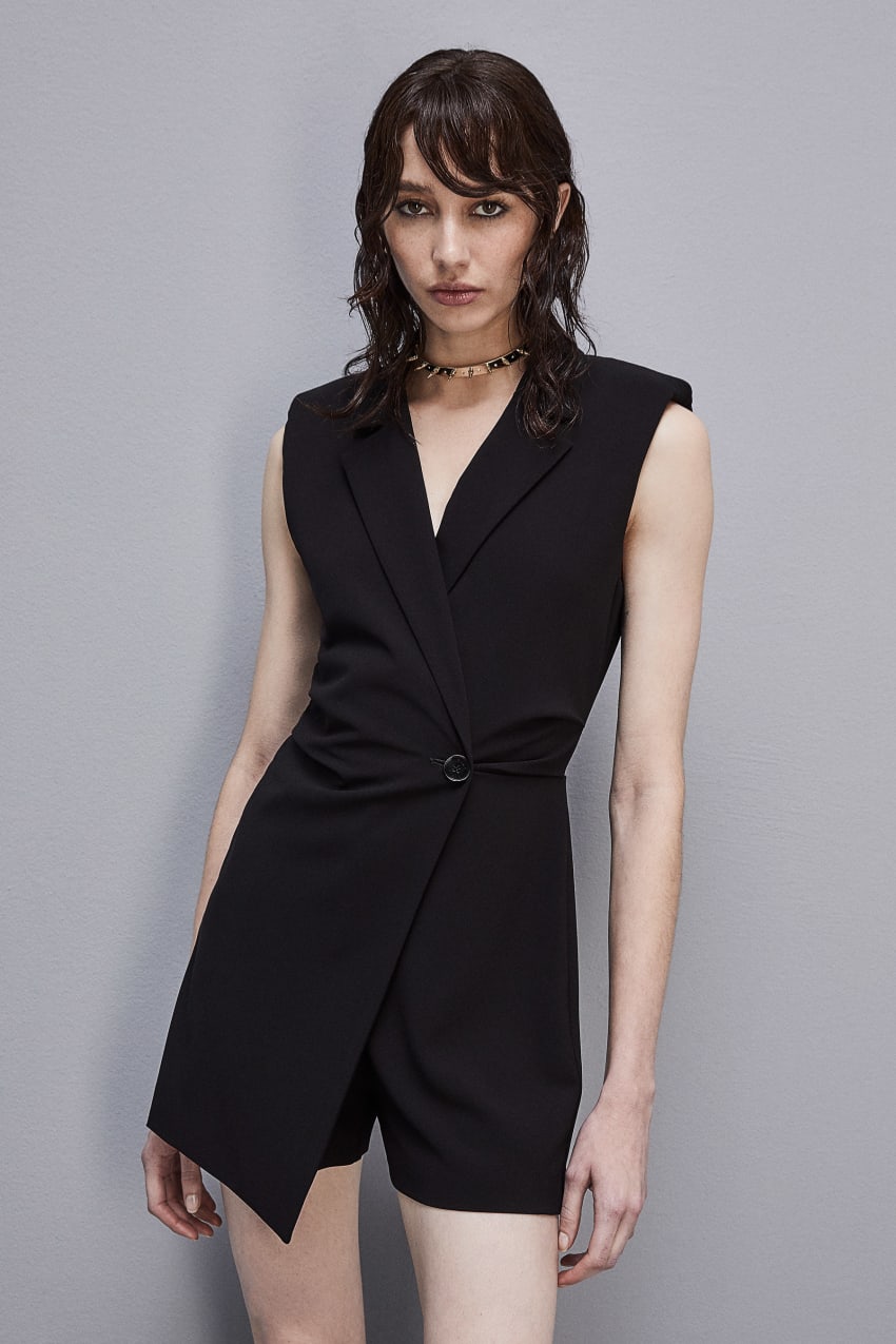 Black Patrizia Pepe Sleeveless Jumpsuit In Sablè Crepe Fabric | HIXWJFA-40