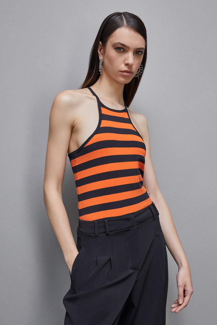 Black Patrizia Pepe Sleeveless Top In Stretch Cotton Jersey | STWEXKM-28