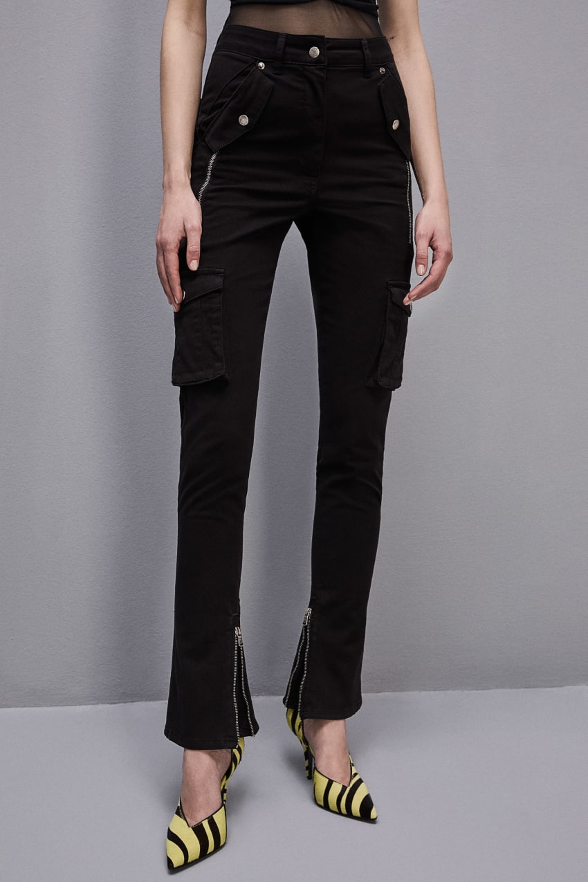 Black Patrizia Pepe Slim Cargo Pants | FJTWUAL-28