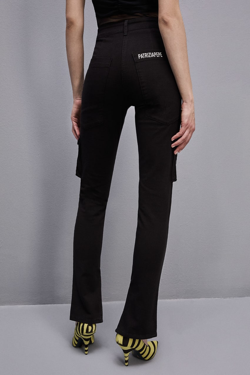 Black Patrizia Pepe Slim Cargo Pants | FJTWUAL-28